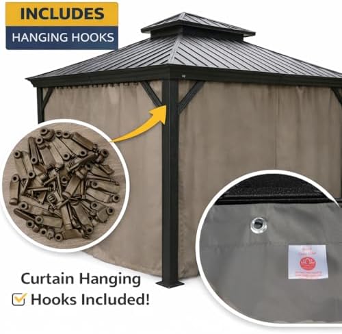 Gazebo Curtain Only for 10' x 12' Hardtop Gazebo, alternate view 2