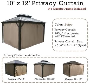 Gazebo Curtain Only for 10' x 12' Hardtop Gazebo, alternate view 3