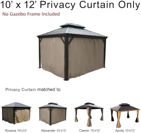 Gazebo Curtain Only for 10' x 12' Hardtop Gazebo, alternate view 5