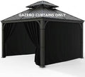 Gazebo Curtains Outdoor Waterproof with Zipper, 4-Panel, Black in Black
