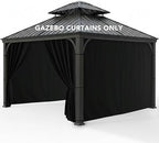 Gazebo Curtains Outdoor Waterproof with Zipper, 4-Panel, Black in Black