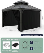 Gazebo Curtains Outdoor Waterproof with Zipper, 4-Panel, Black in Black, alternate view 3