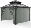 Gazebo Curtains Outdoor Waterproof with Zipper, 4-Panel, Grey in Grey