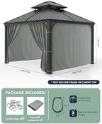 Gazebo Curtains Outdoor Waterproof with Zipper, 4-Panel, Grey in Grey, alternate view 3