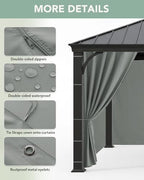 Gazebo Curtains Outdoor Waterproof with Zipper, 4-Panel, Grey in Grey, alternate view 4