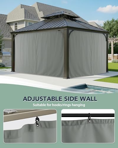 Gazebo Curtains Outdoor Waterproof with Zipper, 4-Panel, Grey in Grey, alternate view 6