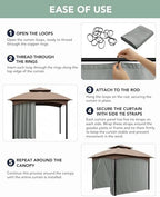Gazebo Curtains Outdoor Waterproof with Zipper, 4-Panel, Grey in Grey, alternate view 7