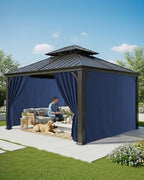 Gazebo Curtains Outdoor Waterproof with Zipper, 4-Panel, Navy, alternate view 2