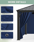Gazebo Curtains Outdoor Waterproof with Zipper, 4-Panel, Navy, alternate view 4