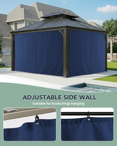 Gazebo Curtains Outdoor Waterproof with Zipper, 4-Panel, Navy, alternate view 6