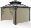 Gazebo Curtains Outdoor Waterproof with Zipper, 4-Panel, Taupe