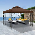 Gazebo Replacement Canopy - 10x10 FT Double Tiered Canopy Cover, Coffee in 10x10 FT