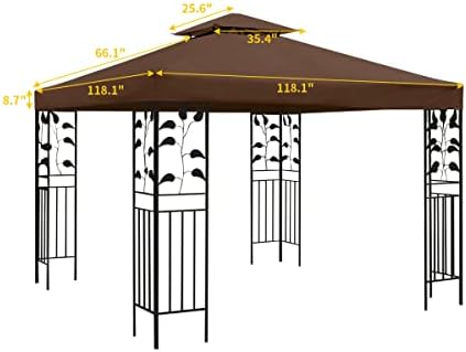 Gazebo Replacement Canopy - 10x10 FT Double Tiered Canopy Cover, Coffee in 10x10 FT, alternate view 2