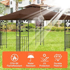 Gazebo Replacement Canopy - 10x10 FT Double Tiered Canopy Cover, Coffee in 10x10 FT, alternate view 4