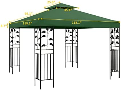Gazebo Replacement Canopy Roof - Double Tiered Canopy Cover, 10x10 FT (Blackish Green) in 10x10 FT, alternate view 2
