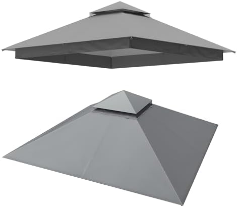 Gazebo Replacement Canopy Top 10'x10', Removable Vented Double Top Cover, UV-Protected, 100% Polyester, for