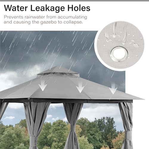 Gazebo Replacement Canopy Top 10'x10', Removable Vented Double Top Cover, UV-Protected, 100% Polyester, for, alternate view 5