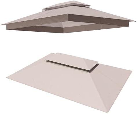 Gazebo Replacement Canopy Top 10'x13', Removable Vented Double Top Cover, UV-Protected, 100% Polyester, for