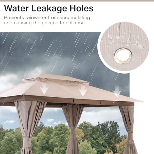 Gazebo Replacement Canopy Top 10'x13', Removable Vented Double Top Cover, UV-Protected, 100% Polyester, for, alternate view 5