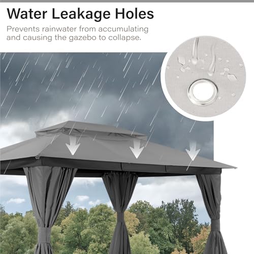 Gazebo Replacement Canopy Top 10'x13', Removable Vented Double Top Cover, UV-Protected, 100% Polyester, for, alternate view 5