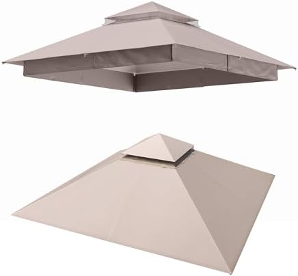 Gazebo Replacement Canopy Top 8'x8', Removable Vented Double Top Cover, UV-Protected, 100% Polyester, for
