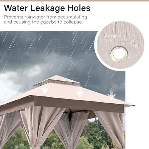 Gazebo Replacement Canopy Top 8'x8', Removable Vented Double Top Cover, UV-Protected, 100% Polyester, for, alternate view 5