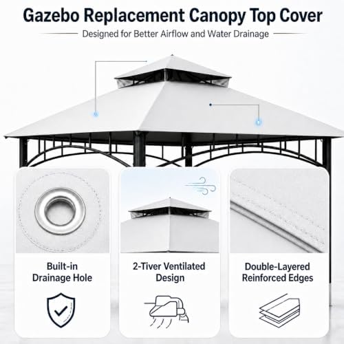 Gazebo Replacement Canopy Top for Target Madaga Gazebo Model L-GZ136PST (White) in White, alternate view 6
