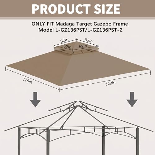 Gazebo Replacement Cover 10x10 FT Canopy Top in 10x10 FT, alternate view 3