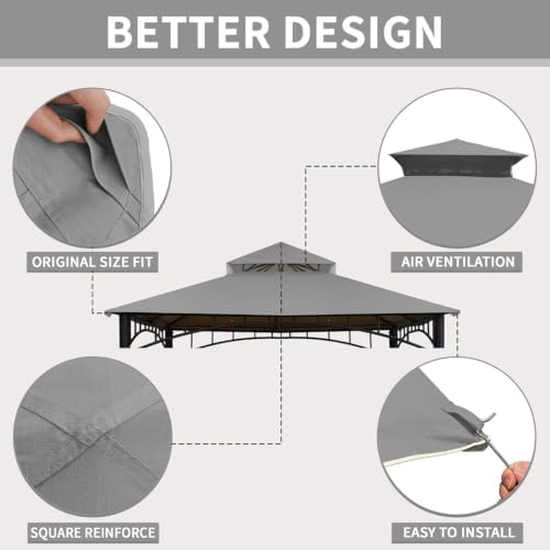 Gazebo Replacement Cover Compatible with SUNJOY Target Madaga 10x10 Gazebo Model L-GZ136PST L-GZ136PST-2/7/9 and, alternate