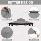 Gazebo Replacement Cover Compatible with SUNJOY Target Madaga 10x10 Gazebo Model L-GZ136PST L-GZ136PST-2/7/9 and, alternate