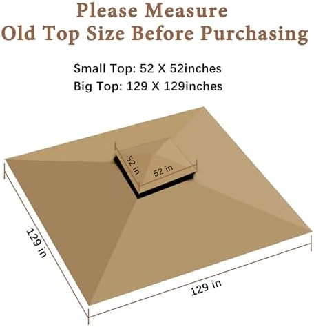 Gazebo Replacement Cover Compatible with Target Madaga 10x10 Gazebo Model L-GZ136PST L-GZ136PST-2/7/9 and Havana, alternate