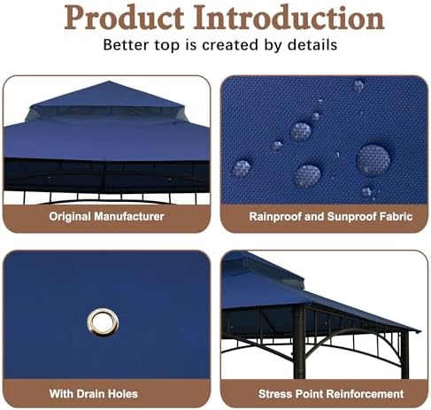 Gazebo Replacement Cover Compatible with Target Madaga 10x10 Gazebo Model L-GZ136PST L-GZ136PST-2/7/9 and Havana, alternate