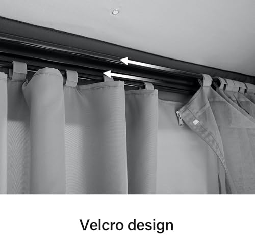 Gazebo Replacement Privacy Curtains 10'x10' with Zipper and 4-Panels Side Wall Universal Replacement for, alternate view 5