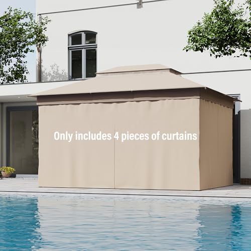 Gazebo Replacement Privacy Curtains 10'x13' with Zipper and 4-Panels Side Wall Universal Replacement for, alternate view 2