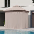 Gazebo Replacement Privacy Curtains 8'x8' with Zipper and 4-Panels Side Wall Universal Replacement for Backyard