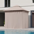 Gazebo Replacement Privacy Curtains 8'x8' with Zipper and 4-Panels Side Wall Universal Replacement for Backyard