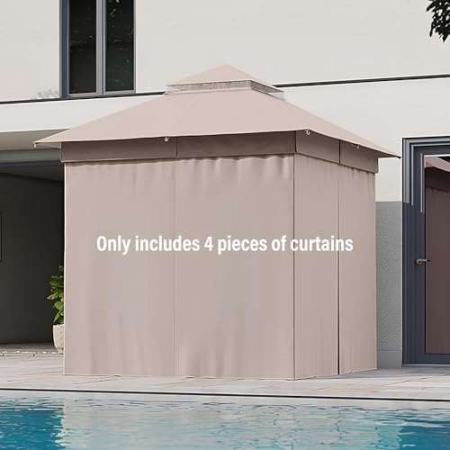 Gazebo Replacement Privacy Curtains 8'x8' with Zipper and 4-Panels Side Wall Universal Replacement for Backyard, alternate