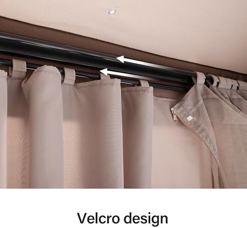 Gazebo Replacement Privacy Curtains 8'x8' with Zipper and 4-Panels Side Wall Universal Replacement for Backyard, alternate