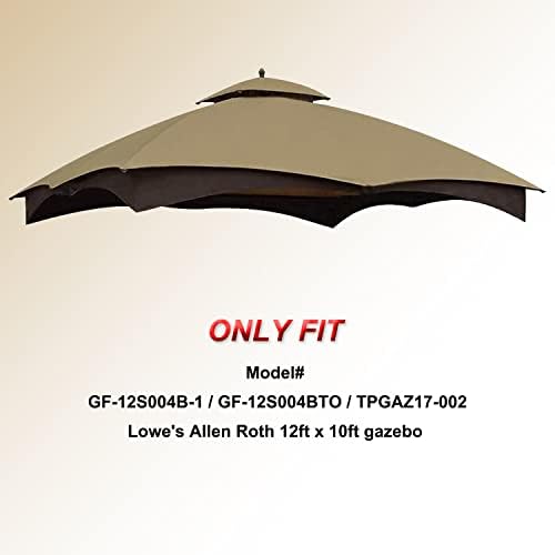 Gazebo Replacement Top for Lowe's Allen Roth #GF-12S004B-1, Beige in Beige, alternate view 3