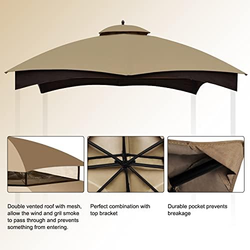Gazebo Replacement Top for Lowe's Allen Roth #GF-12S004B-1, Beige in Beige, alternate view 4