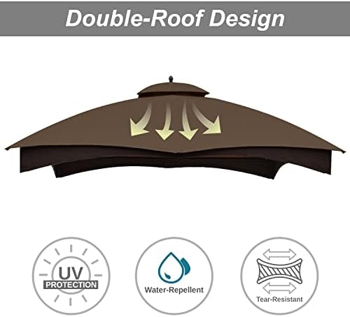 Gazebo Replacement Top for Lowe's Allen Roth #GF-12S004B-1, Brown in Brown, alternate view 4
