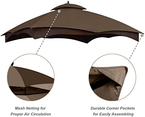 Gazebo Replacement Top for Lowe's Allen Roth #GF-12S004B-1, Brown in Brown, alternate view 5