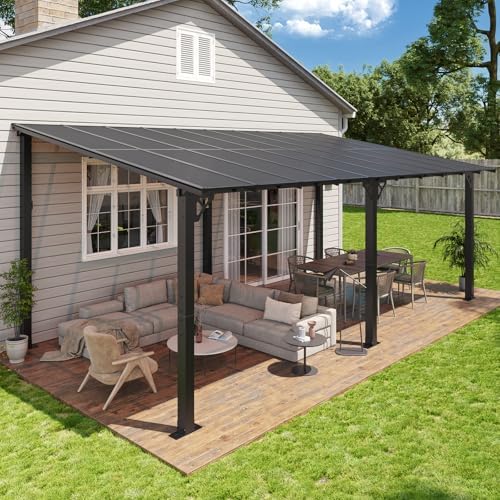 Gazebo with Aluminum Frame & Polycarbonate Panel 20’x10’ Black