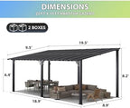 Gazebo with Aluminum Frame & Polycarbonate Panel 20’x10’ Black, alternate view 2