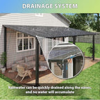 Gazebo with Aluminum Frame & Polycarbonate Panel 20’x10’ Black, alternate view 6