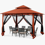 Gazebos for Patios 10x10 with Mosquito Netting, Rust Red