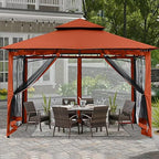 Gazebos for Patios 10x10 with Mosquito Netting, Rust Red, alternate view 2