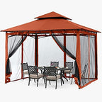 Gazebos for Patios 10x10 with Mosquito Netting, Rust Red, alternate view 5