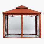 Gazebos for Patios 10x10 with Mosquito Netting, Rust Red, alternate view 6