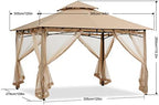 Gazebos for Patios 10x12 with Mosquito Netting, Beige in Beige, alternate view 3